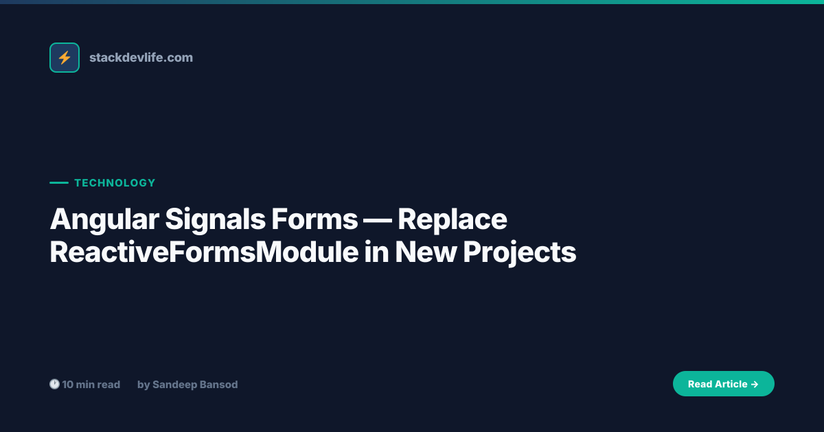 Angular Signals Forms — Replace ReactiveFormsModule in New Projects ...